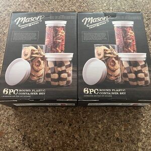New in box set of two Mason Craft and More 6 piece round plastic container set